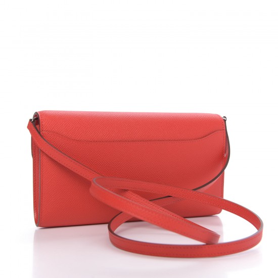 HERMES Epsom Enamel Constance Wallet To Go Rouge De Coeur Rubis