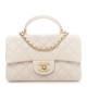 CHANEL Caviar Quilted Mini Top Handle Rectangular Flap Beige