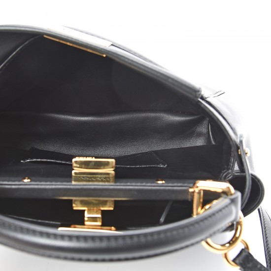 FENDI Nappa Mini Peekaboo Iconic Satchel Black