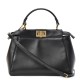 FENDI Nappa Mini Peekaboo Iconic Satchel Black