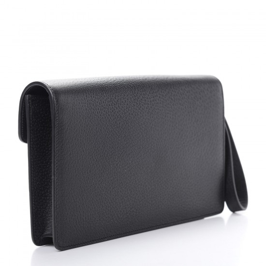 GUCCI Grained Calfskin Dionysus Clutch Wristlet Black