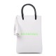 BALENCIAGA Textured Calfskin Logo Shopping Phone Holder Bag White