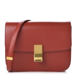 CELINE Box Calfskin Medium Classic Box Flap Red