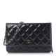 CHANEL Patent Quilted Wallet On Chain WOC Black