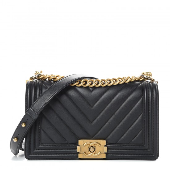 CHANEL Calfskin Chevron Quilted Medium Boy