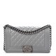 1CHANEL Calfskin Quilted Medium Boy Flap Grey