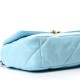 2CHANEL Shiny Lambskin Quilted Medium 19 Flap Blue