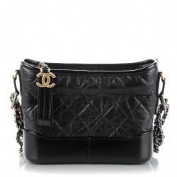 CHANEL Calfskin Quilted Small Gabrielle Hobo Black