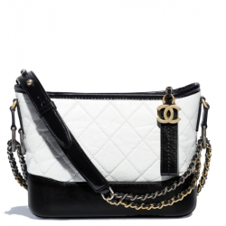 CHANEL Aged Calfskin Quilted Small Gabrielle Hobo White black