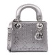 1DIOR Satin Crystal Cannage Mini Lady Dior Gray