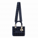 1DIOR velvet series deep blue five grid Lady bag