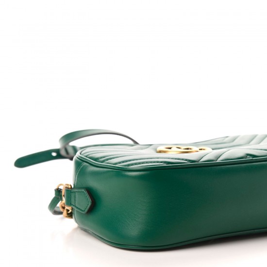 GUCCI Calfskin Matelasse Small GG Marmont Bag Emerald Green