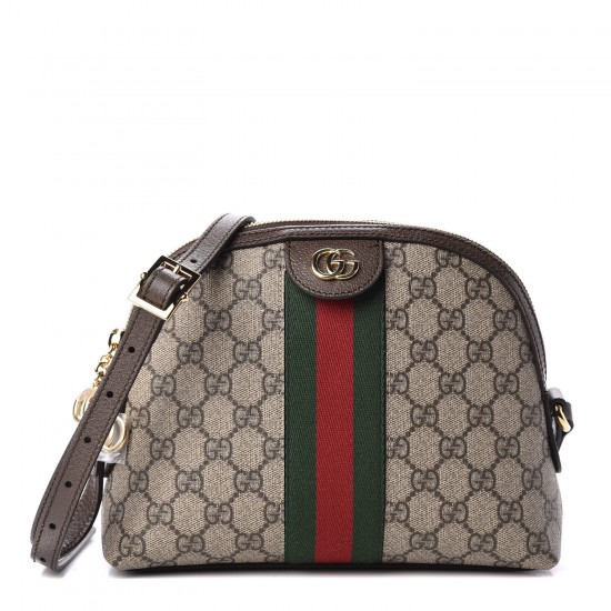 GUCCI GG Supreme Monogram Web Small Ophidia Shoulder Bag Brown