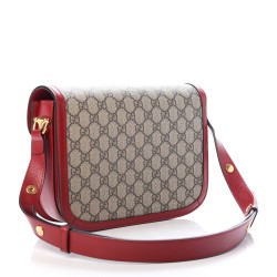 1GUCCI GG Supreme Monogram 1955 Horsebit Shoulder Bag Red