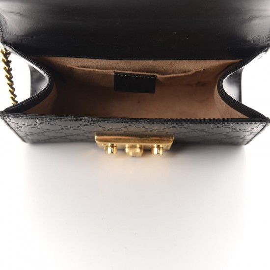 GUCCI 1GG ssima Small Padlock Shoulder Bag Black