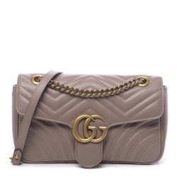 1GUCCI Calfskin Matelasse Small GG Marmont Shoulder Bag Porcelain Rose