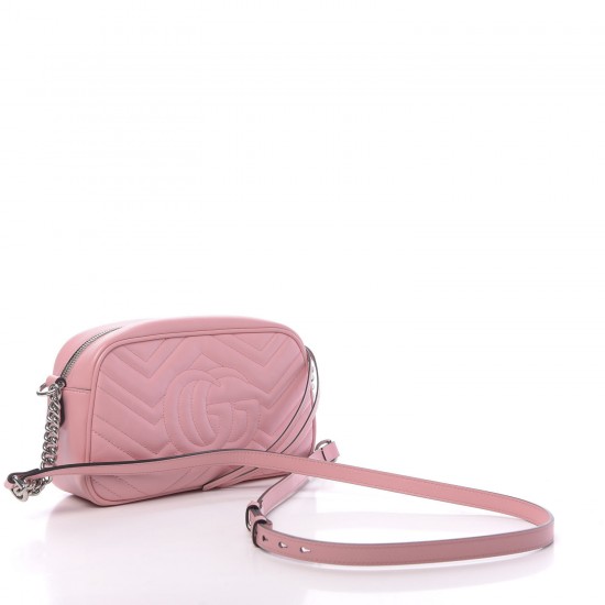 GUCCI 1Calfskin Matelasse Small GG Marmont Bag Pastel Pink