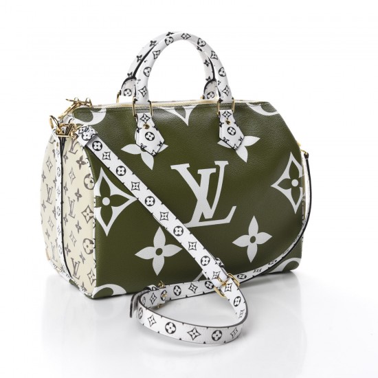 LOUIS VUITTON Monogram Giant Speedy Bandouliere 30 Kaki Creme