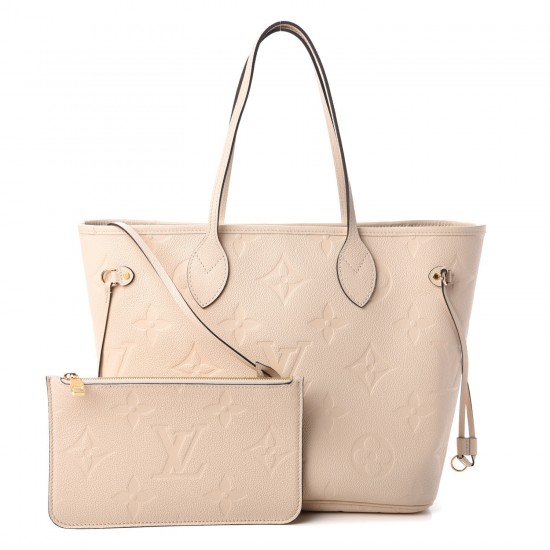 LOUIS VUITTON Empreinte Monogram Giant Neverfull MM Cream