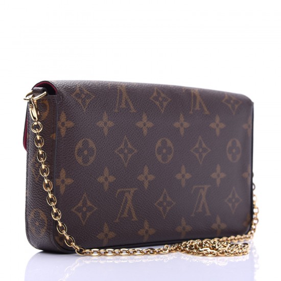 LOUIS VUITTON Monogram Pochette Felicie Chain Wallet Fuchsia