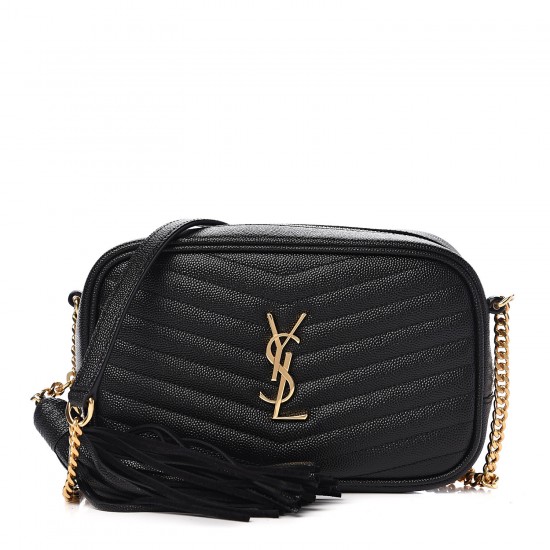 YSL Grain De Poudre Matelasse Monogram Mini Lou Camera Bag Black