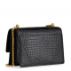 YSL Calfskin Crocodile Embossed Medium Monogram Sunset Black