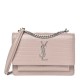 YSL Calfskin Crocodile Embossed Monogram Sunset Chain Wallet Marble Pink