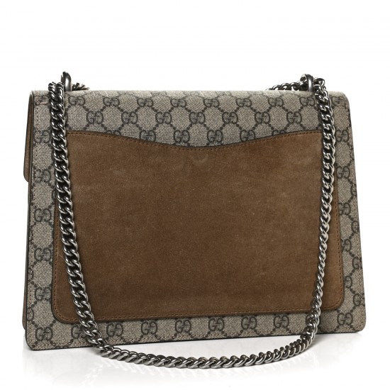 GUCCI GG Supreme Monogram Medium Dionysus Shoulder Bag Taupe